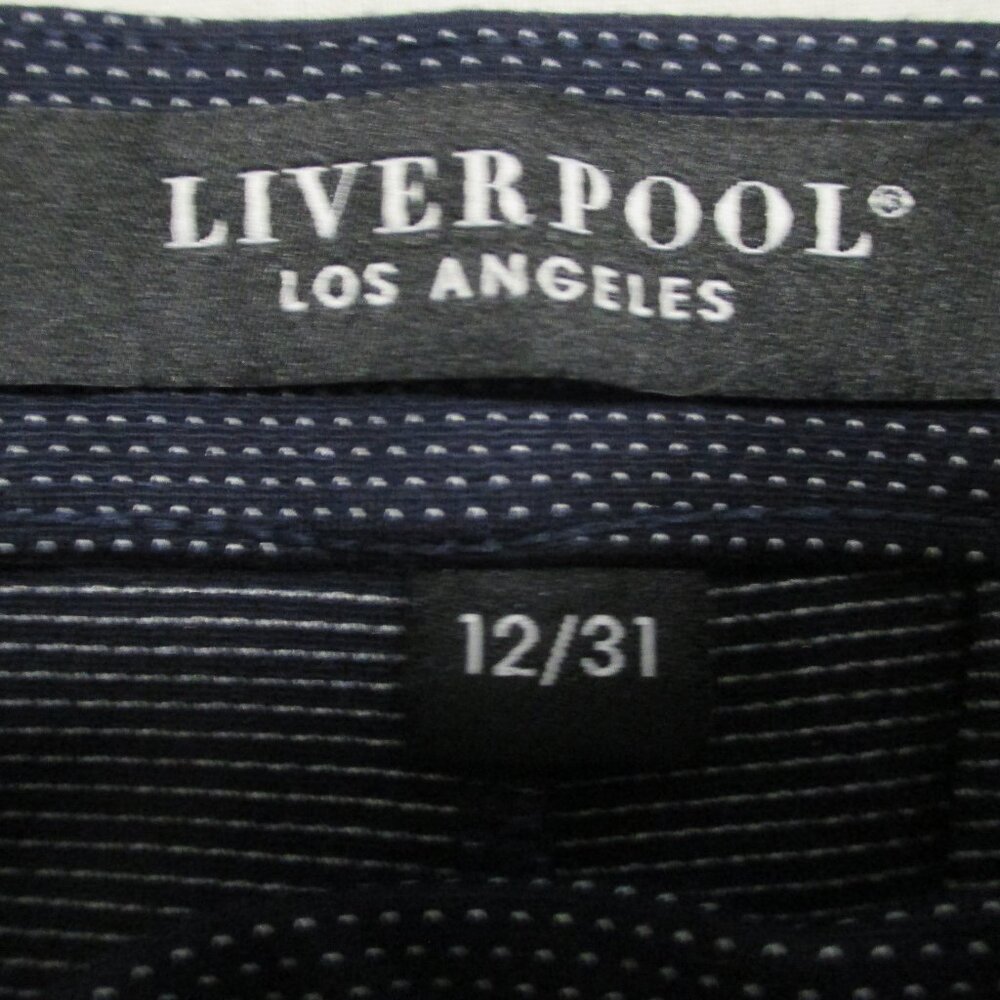Liverpool pants elastic banded waist, pockets and stretch, navy w/dots size 12 - Picture 2 of 8